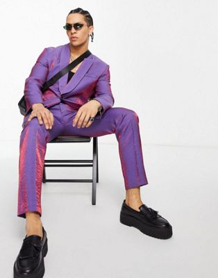 ASOS DESIGN slim suit trousers in iridescent purple