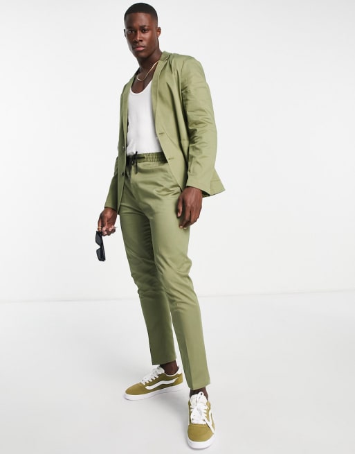 Olive green cotton suit sale