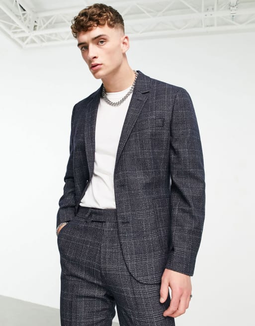 ASOS DESIGN suit in navy check | ASOS