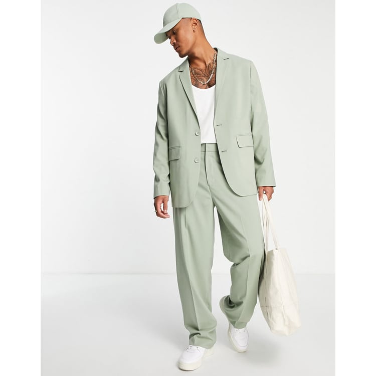 ASOS DESIGN flare suit pants in sage green - ShopStyle