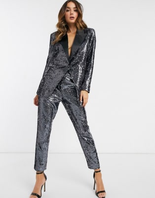 Womens sequin hot sale tuxedo suit