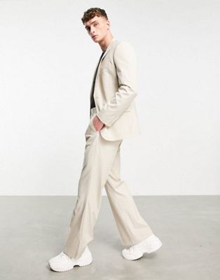ASOS DESIGN suit with side hem split trousers in white