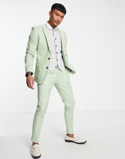 Grey suit green on sale vest