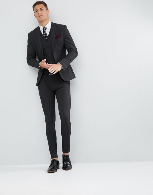 ASOS DESIGN super skinny fit suit in charcoal