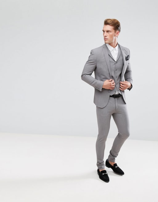 Skinny fit grey suit sale