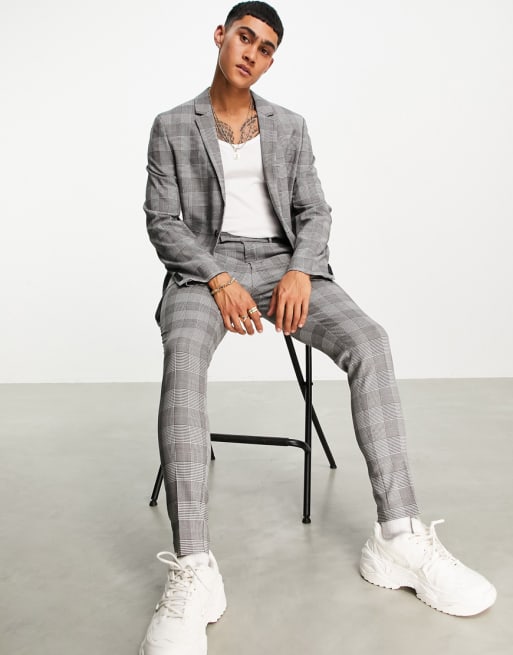 ASOS DESIGN - Super skinny jakkesæt i sort med Prince of Wales-tern