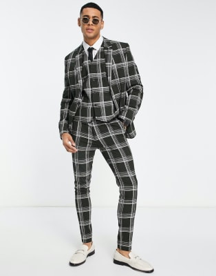 black and white check suit mens