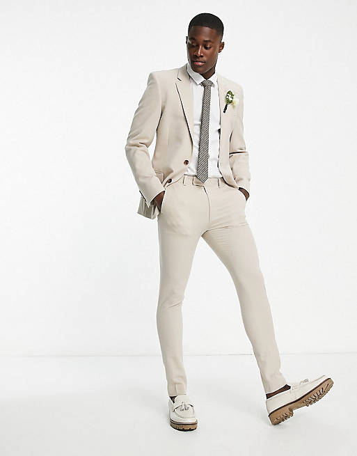 ASOS DESIGN super skinny mix and match suit in ecru | ASOS