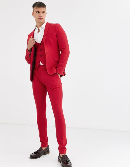 ASOS DESIGN super skinny suit in bright red