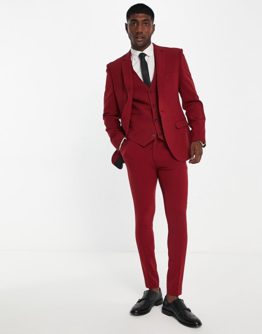 ASOS DESIGN super skinny suit in burgundy | ASOS