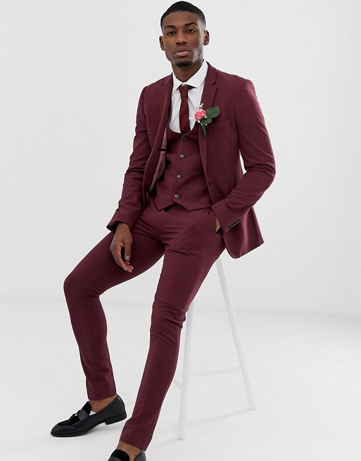 ASOS DESIGN super skinny suit in burgundy