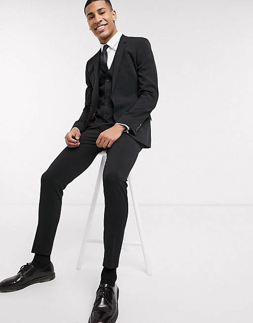 ASOS DESIGN super skinny suit in four way stretch in black