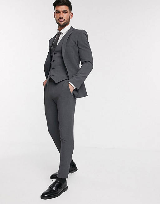 ASOS DESIGN  super skinny suit in four way stretch in charcoal