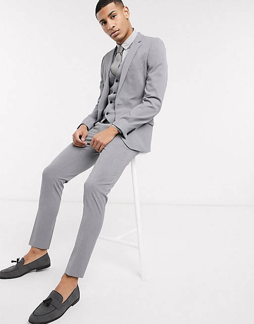 ASOS DESIGN super skinny suit in four way stretch in mid gray