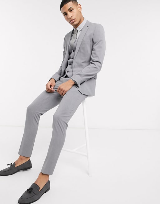 ASOS DESIGN super skinny suit in four way stretch in mid gray | ASOS