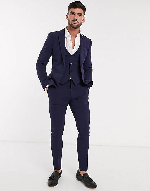 ASOS DESIGN super skinny suit in four way stretch in navy