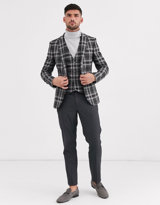 ASOS DESIGN super skinny suit in gray check | ASOS