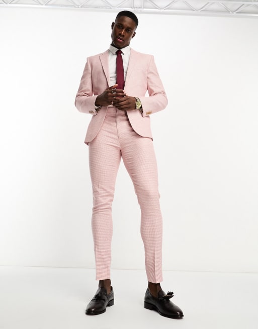 ASOS DESIGN Mix & Match suit with linen in hot pink