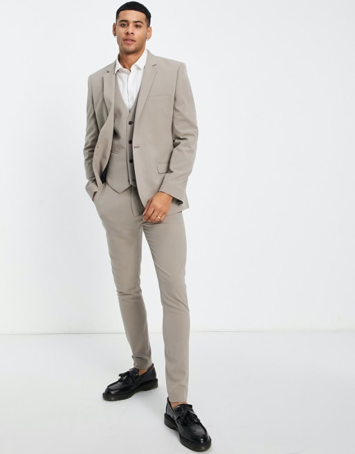 ASOS DESIGN super skinny suit in mushroom