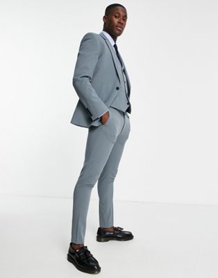ASOS DESIGN super skinny suit waistcoat in muted blue