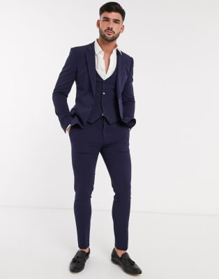 asos skinny suit navy super