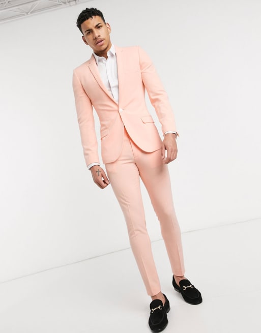 ASOS Wedding Super Skinny Fit Suit In Pale Peach