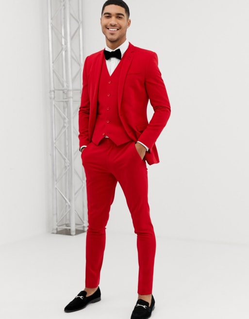 Red clearance skinny suit