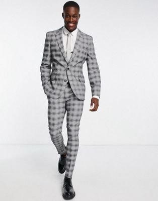 ASOS DESIGN super skinny suit trousers in textured blue check