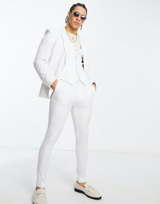 ASOS DESIGN super skinny suit trousers in white