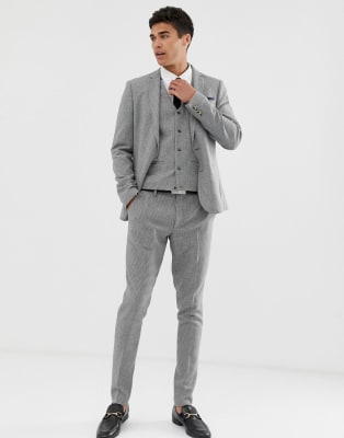 asos houndstooth skinny suit grey super