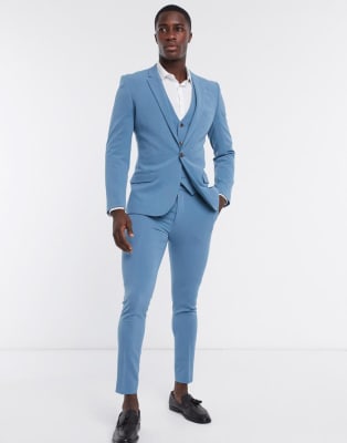 asos teal skinny suit super