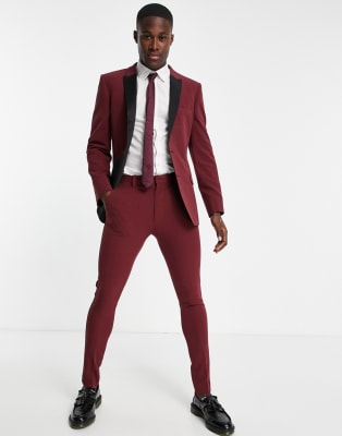 maroon blazer with black lapel