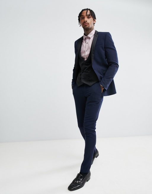 ASOS DESIGN super skinny tuxedo in navy | ASOS