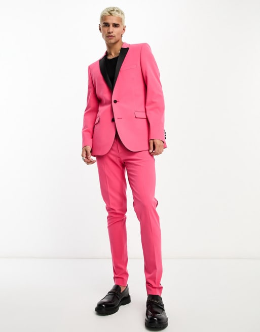 ASOS DESIGN super skinny tuxedo suit in hot pink | ASOS