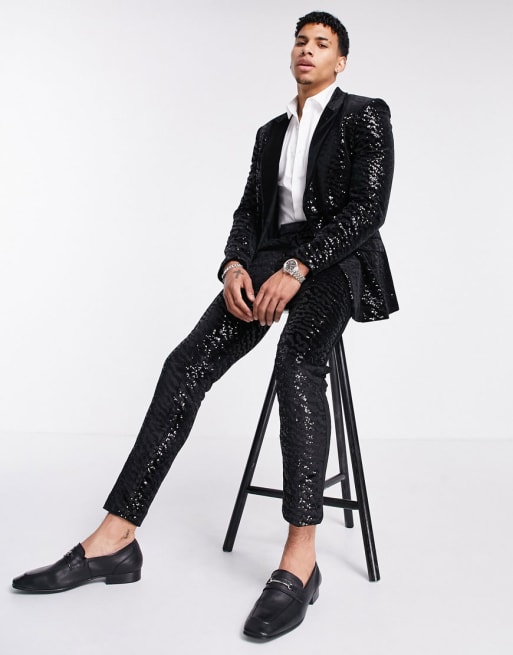 ASOS DESIGN super skinny velvet sequin suit ASOS