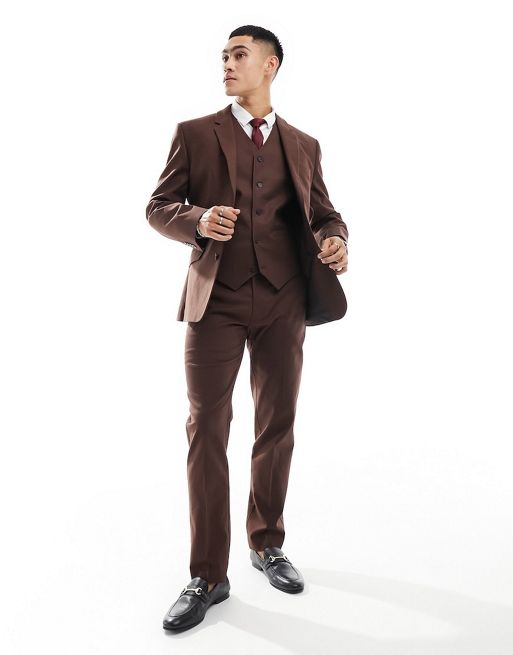 FhyzicsShops DESIGN super skinny with linen suit in brown