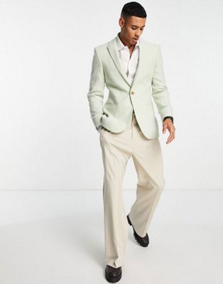 ASOS DESIGN super skinny wool mix suit jacket in dusky green twill