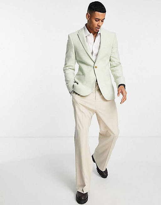 ASOS DESIGN super skinny wool mix suit in dusky green twill