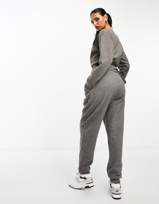 ASOS DESIGN super soft seamed trackies in charcoal marl (part of a set)