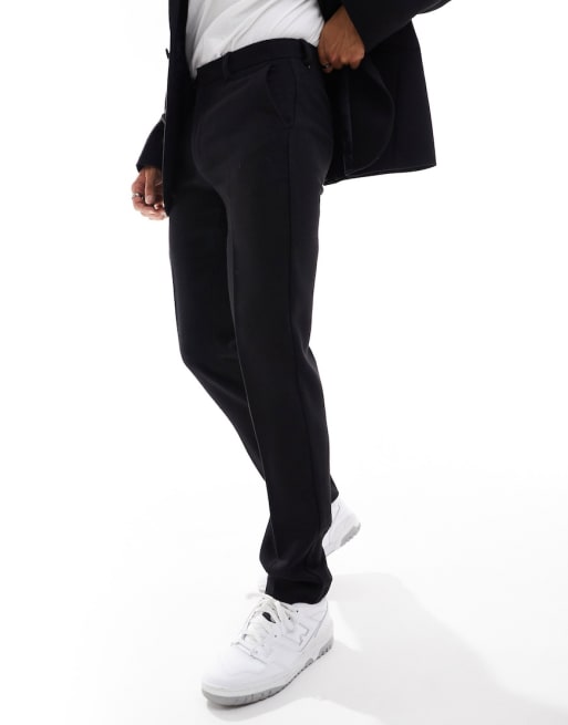 ASOS DESIGN – Svart, smal kostym i ylle-twill