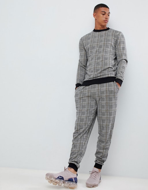 ASOS DESIGN – Szary zestaw dresowy w kratę