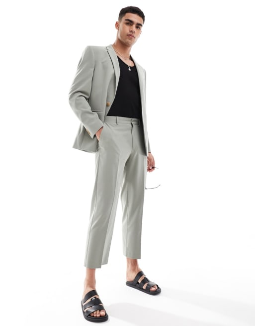 ASOS DESIGN – Szałwiowy garnitur o regularnym kroju