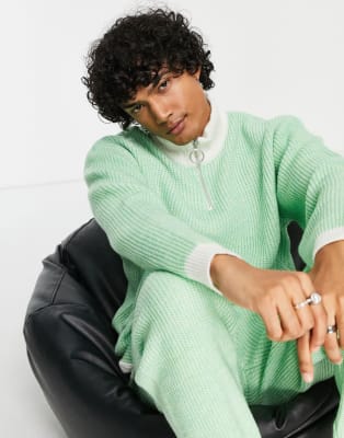 ASOS DESIGN – Szałwiowy prążkowany zestaw