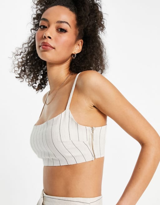 ASOS DESIGN Tall 3-piece washed linen suit in stripe