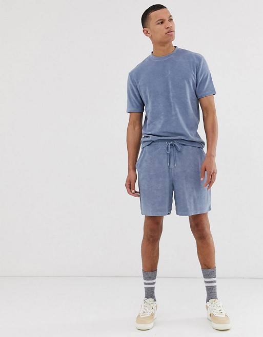 ASOS DESIGN TALL co-ord in blue towelling