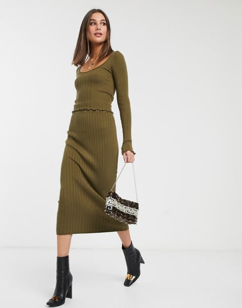 ASOS DESIGN Tall - Ensemble à ourlet volanté - Kaki
