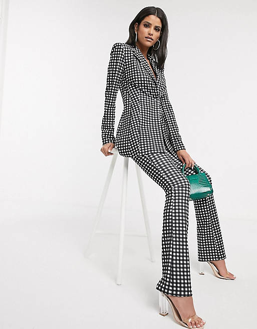 ASOS DESIGN Tall jersey suit in gingham