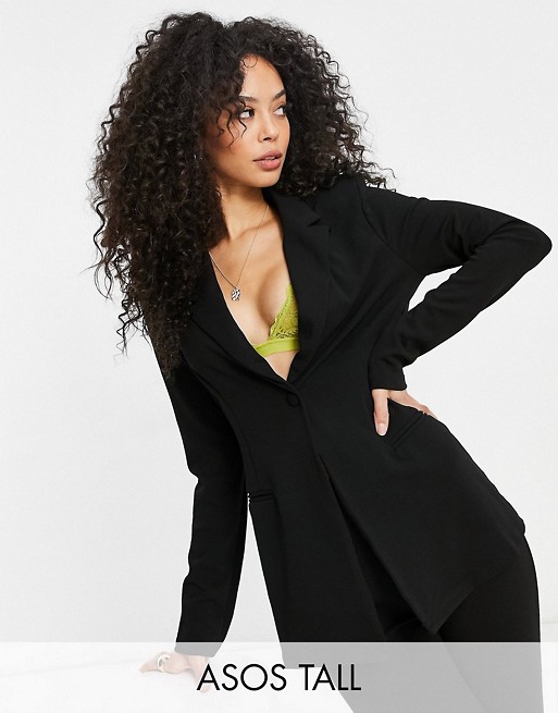 ASOS DESIGN Tall jersey single breasted suit blazer