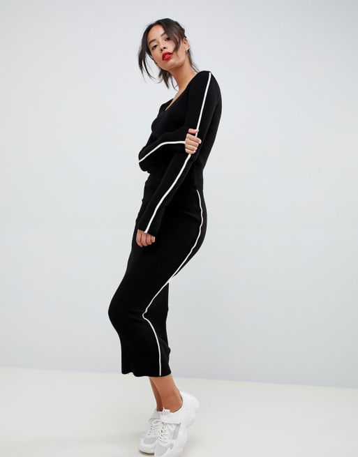 ASOS DESIGN Tall jumper & skirt in knit co-ord with tipping