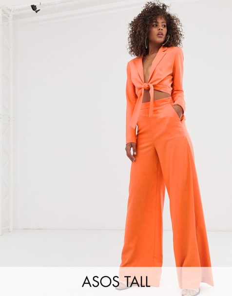 ASOS DESIGN Tall – Kurzer Anzug in Orange mit Bindeband